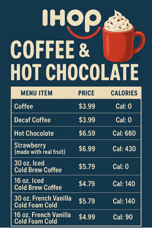 IHOP Coffee Hot Chocolate Menu