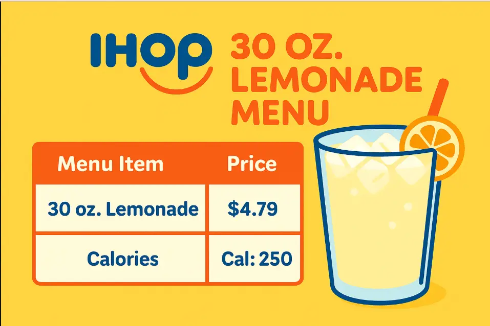 Ihop 30 oz. Lemonade Menu