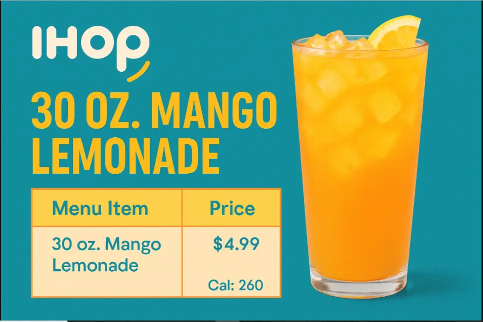 Ihop 30 oz. Mango Lemonade Menu