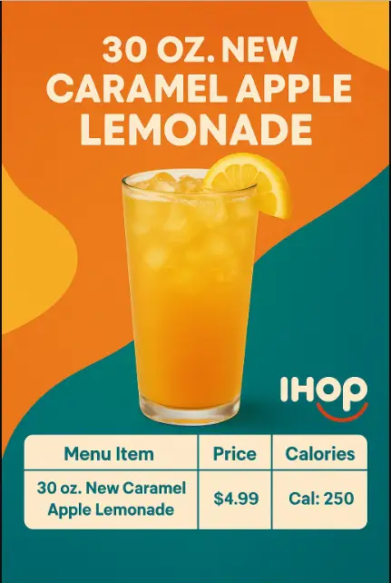 Ihop 30 oz. New Caramel Apple Lemonade Menu