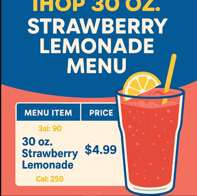 Ihop 30 oz. Strawberry Lemonade Menu