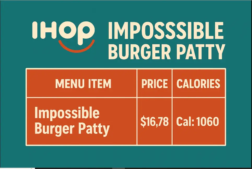 Ihop Impossible Burger Patty Menu