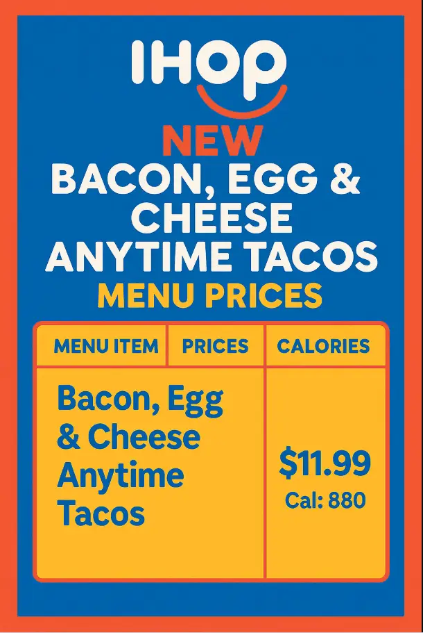 Ihop New Bacon Egg Cheese Anytime Tacos Menu