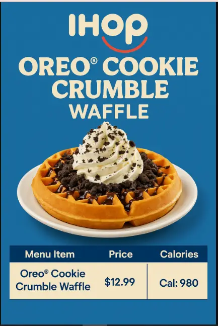 Ihop Oreo® Cookie Crumble Waffle Menu