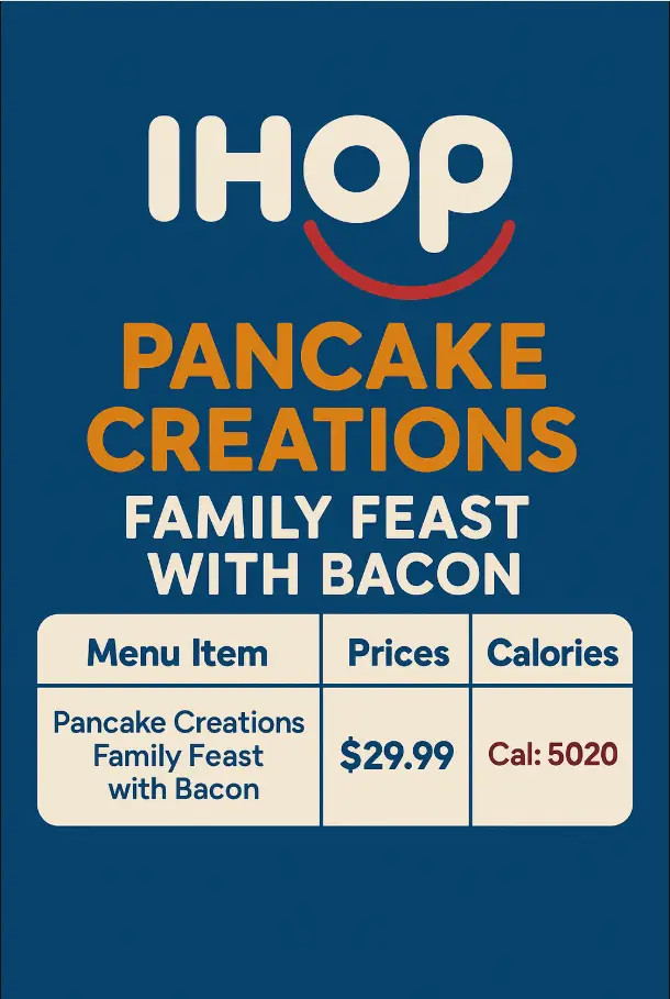 Ihop Pancake Creations Family Feast with Bacon Menu
