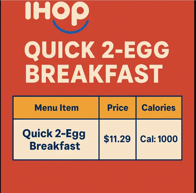 Ihop Quick 2-Egg Breakfast Menu