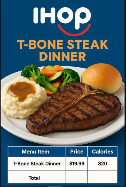 Ihop T-Bone Steak Dinner Menu  